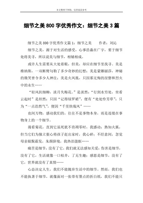 细节之美800字优秀作文：细节之美3篇