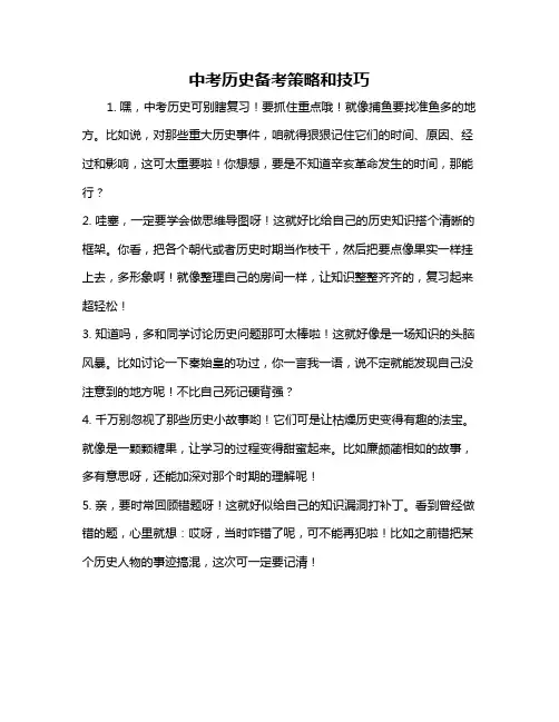 中考历史备考策略和技巧