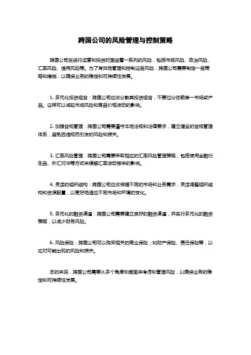 跨国公司的风险管理与控制策略