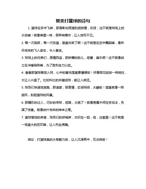 赞美打篮球的诗句