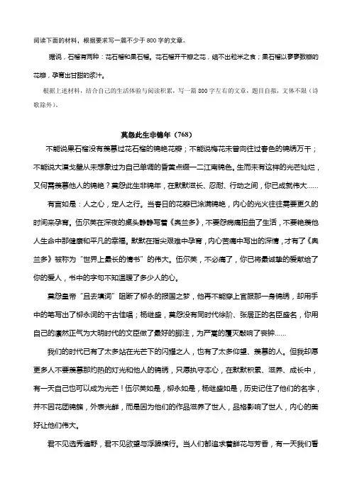 石榴作文