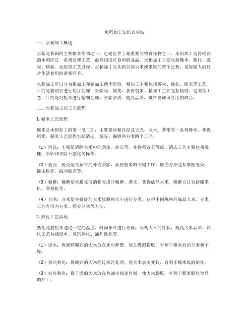 水稻加工知识点总结
