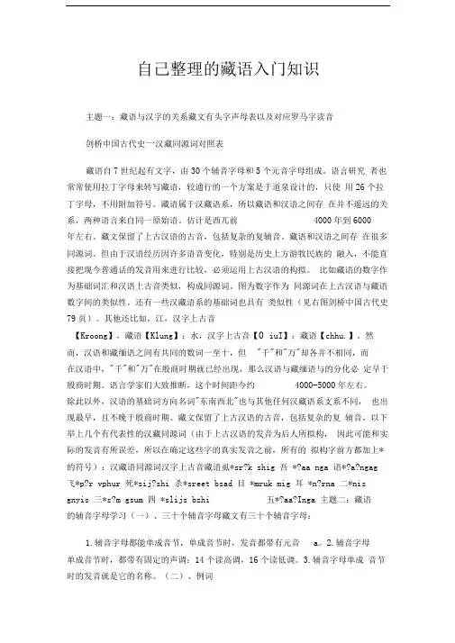 自己整理的藏语入门知识