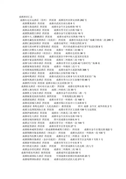 成都酒店汇总