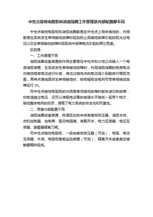 中性点接地电阻柜和消弧线圈工作原理及内部配置都不同