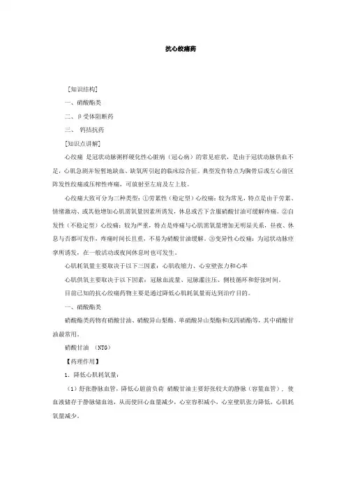 抗心绞痛药