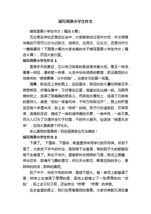 描写雪景小学生作文（精选8篇）