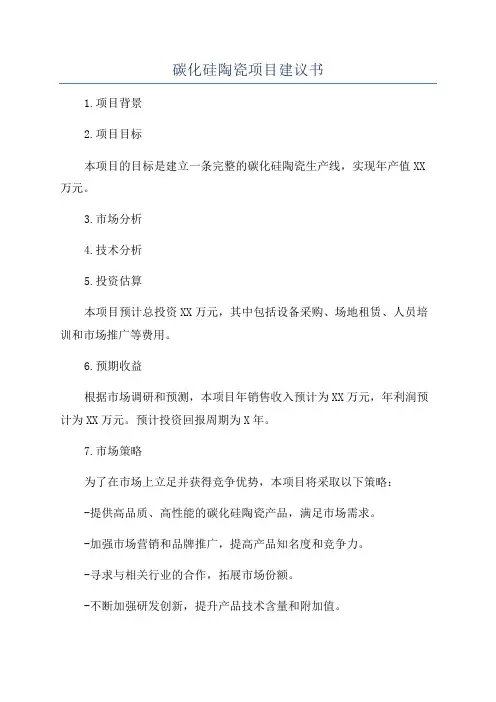 碳化硅陶瓷项目建议书