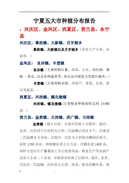宁夏五大市种植分布报告