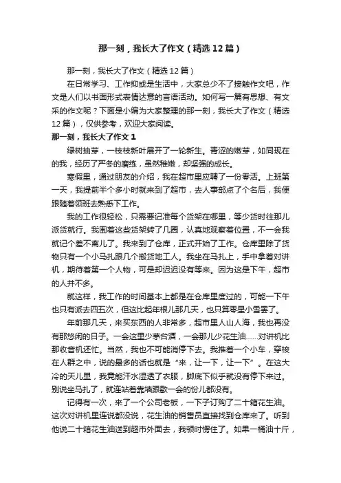 那一刻，我长大了作文（精选12篇）