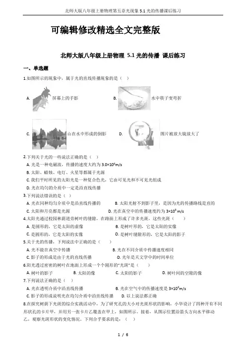 北师大版八年级上册物理第五章光现象5
