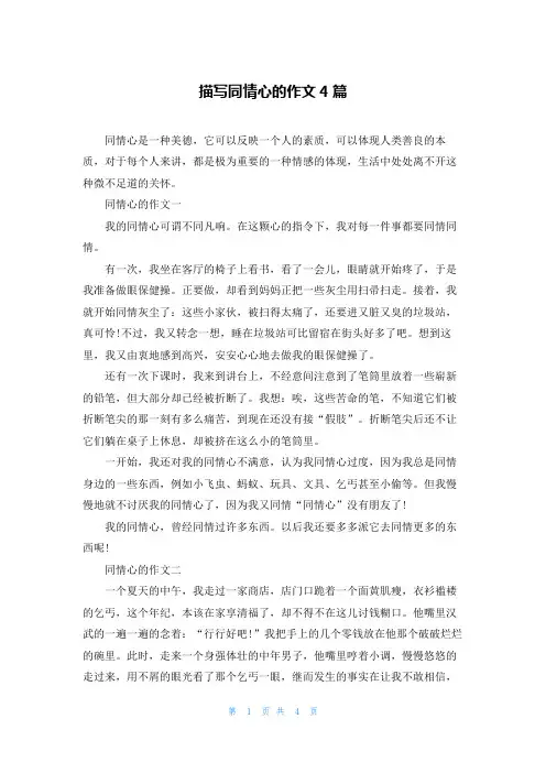 描写同情心的作文4篇