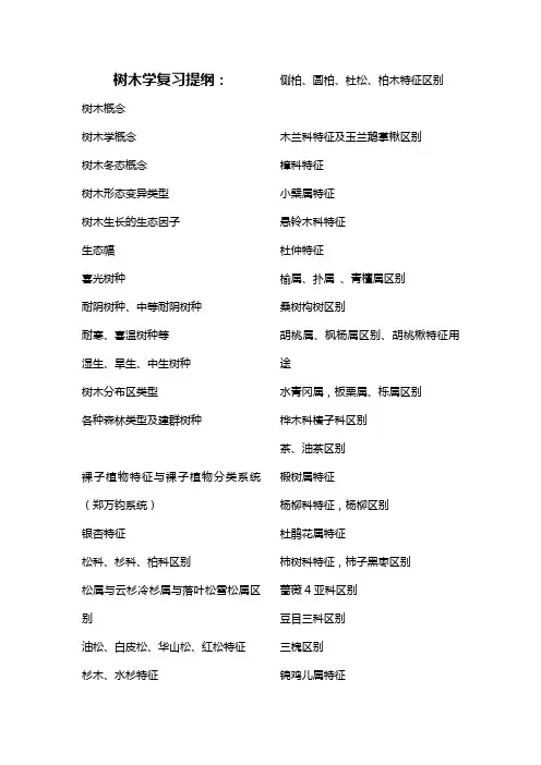 树木学复习提纲(师)