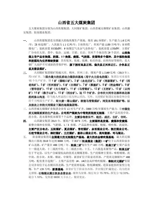 山西省五大煤炭集团