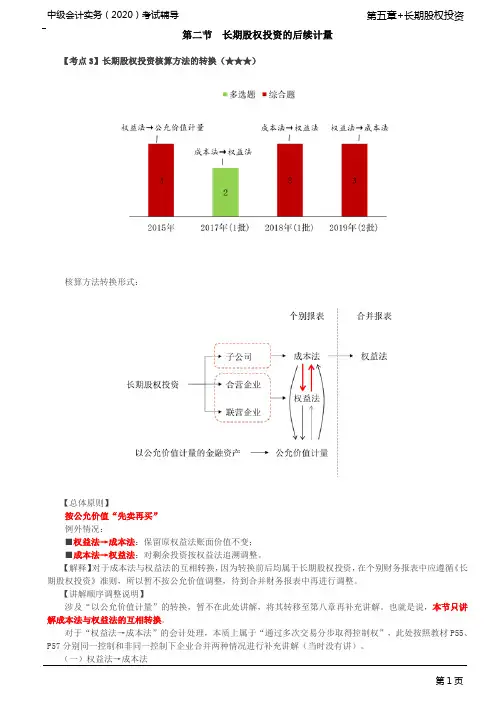 2020年中级会计师 会计实务 第26讲_长期股权投资核算方法的转换(1)