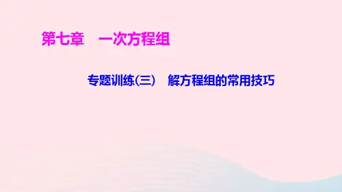 七年级数学下册第七章一次方程组专题训练(三)解方程组的常用技巧作业ppt课件新版华东师大版