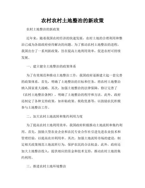 农村农村土地整治的新政策