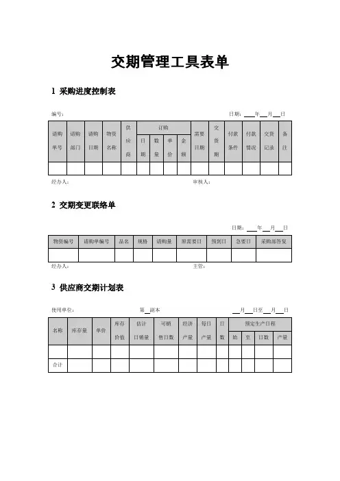 采购管理-交期管理工具表单