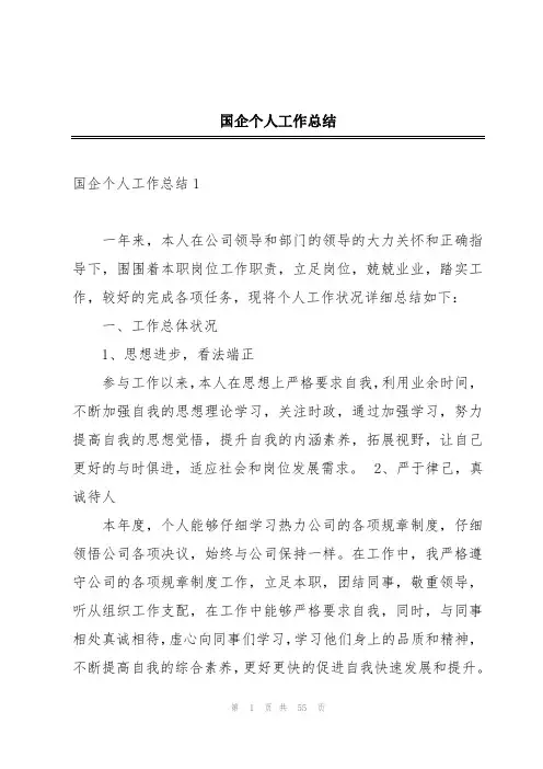国企个人工作总结