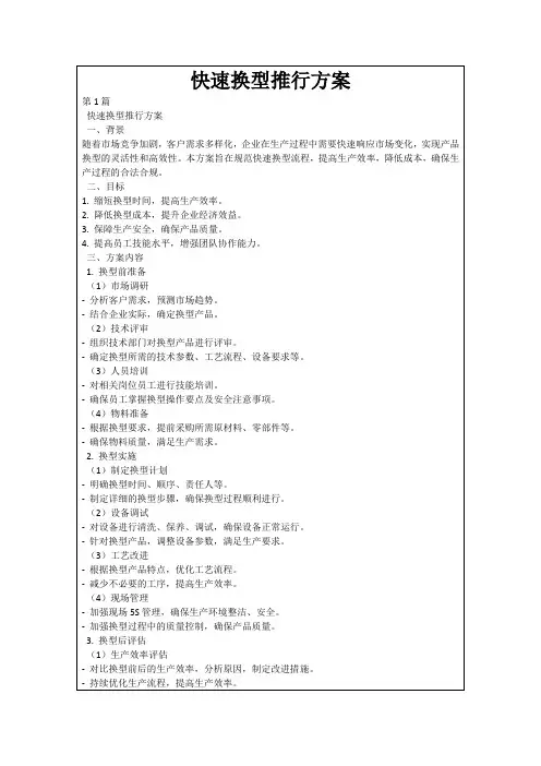 快速换型推行方案