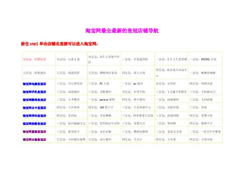 淘宝网最全最新 皇冠店铺导航 淘宝名店 淘宝正品店