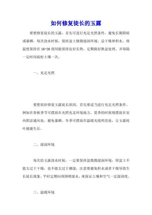 如何修复徒长的玉露