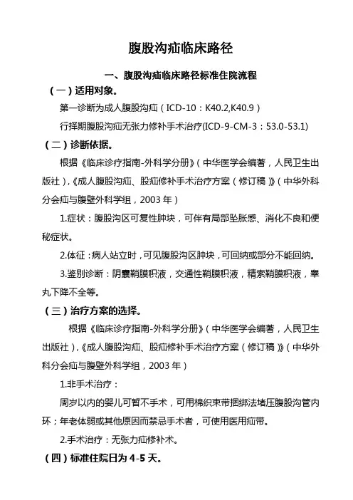 腹股沟疝 临床路径