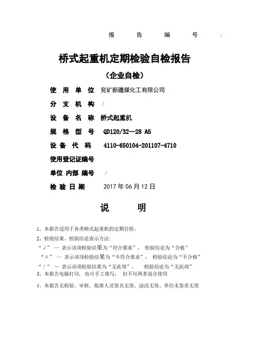 起重机械定期检验自检报告参考