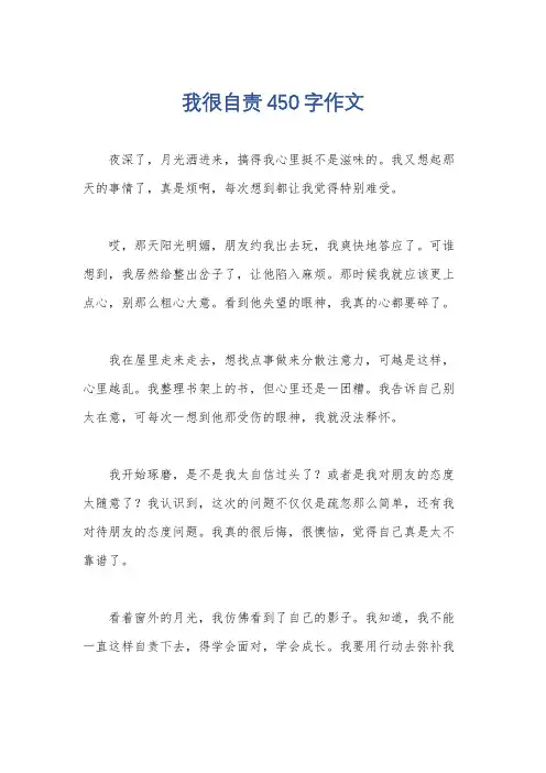 我很自责450字作文