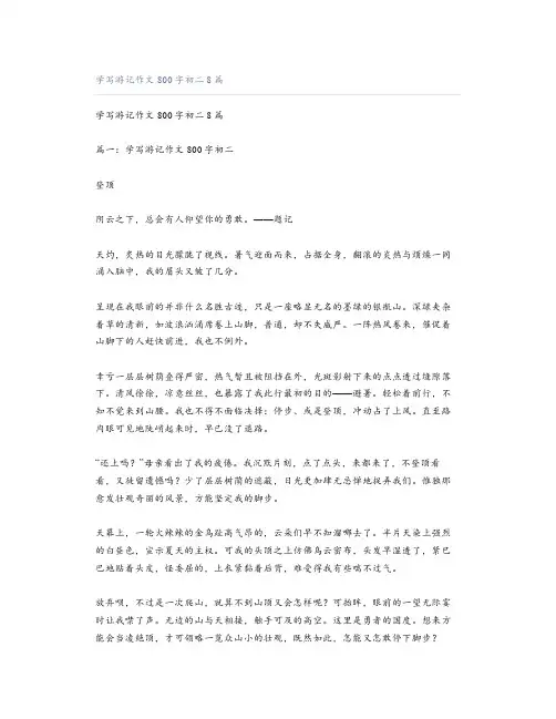 学写游记作文800字初二8篇