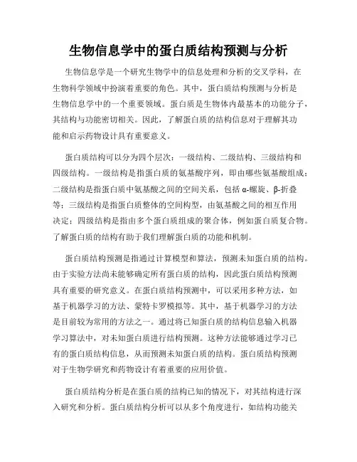 生物信息学中的蛋白质结构预测与分析