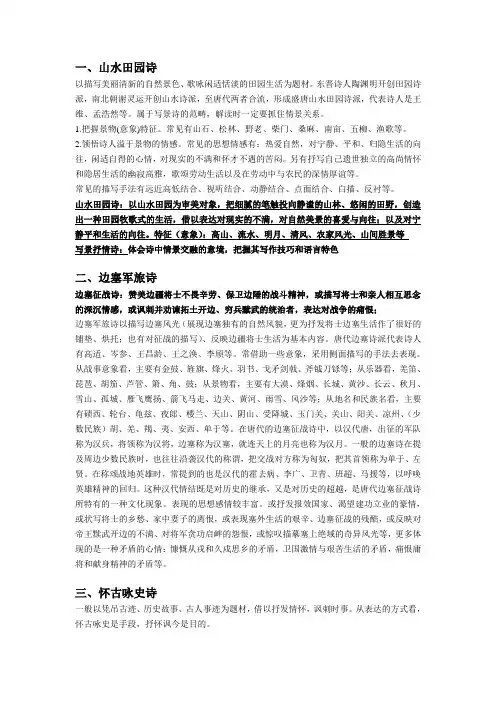 诗歌鉴赏题材分类