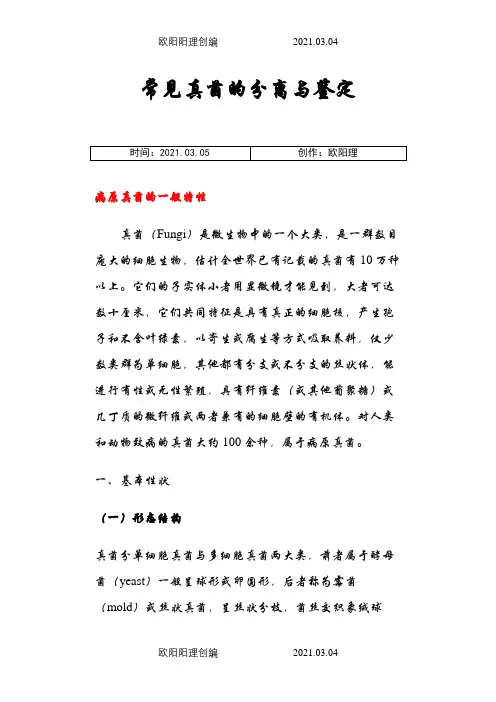 几种真菌的分离与鉴定