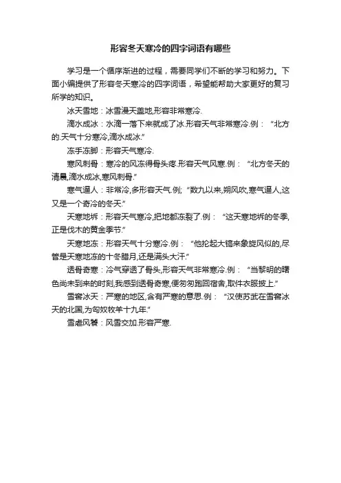 形容冬天寒冷的四字词语有哪些