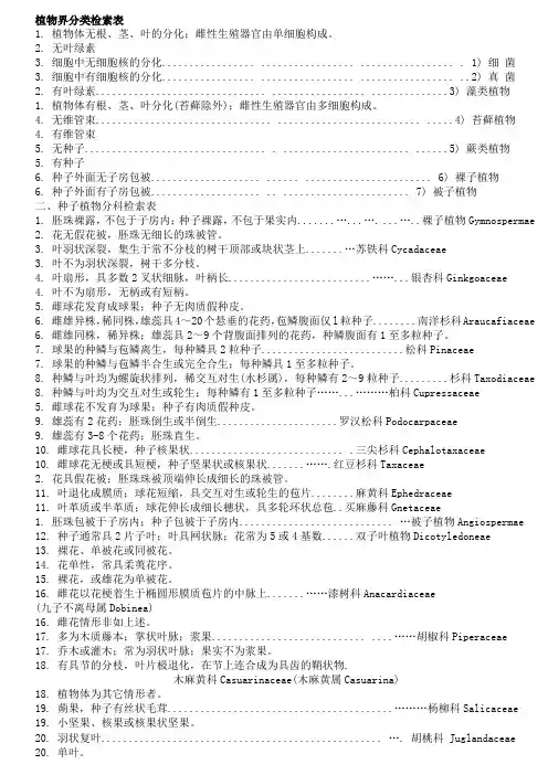植物界分类检索表