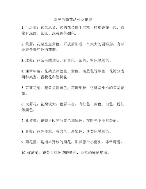 常见的菊花品种及花型
