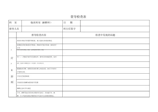 医务科督导检查表