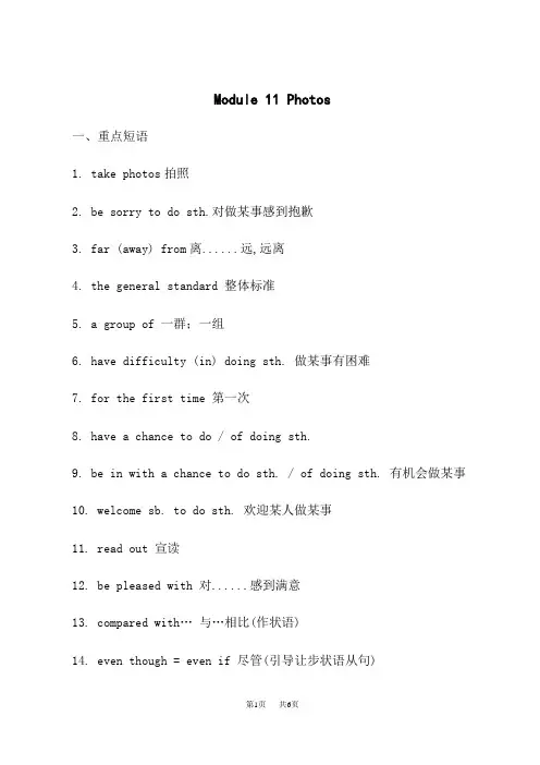 外研版初中九年级上册英语 Module 11 知识点总结