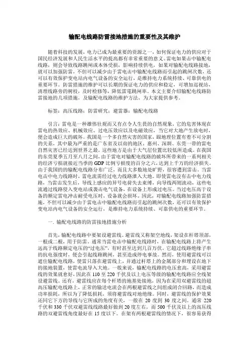 输配电线路防雷接地措施的重要性及其维护