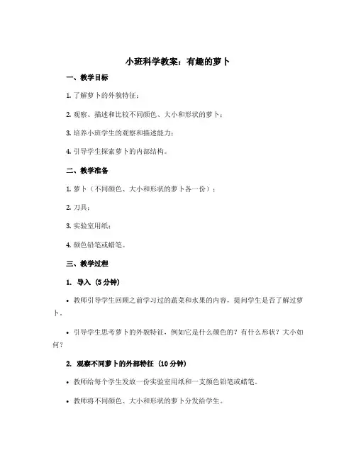 小班科学教案：有趣的萝卜