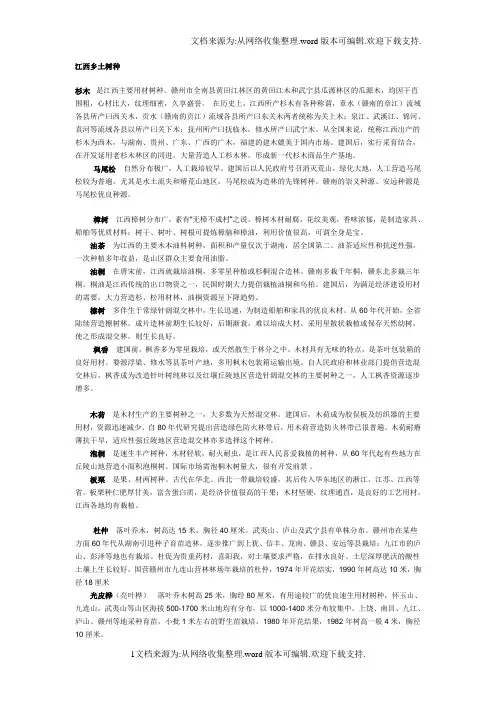 江西常用树种网络