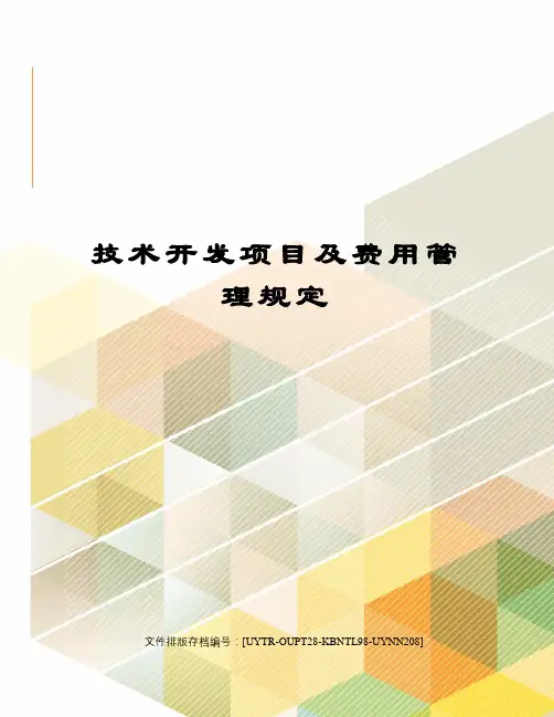 技术开发项目及费用管理规定