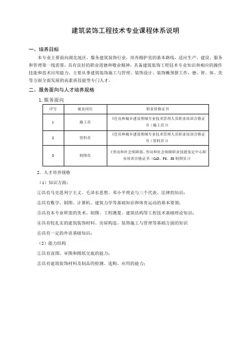 建筑装饰工程技术专业课程标准10.1