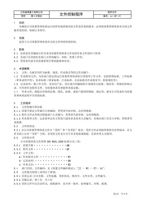 JJ—QP—01 文件控制程序
