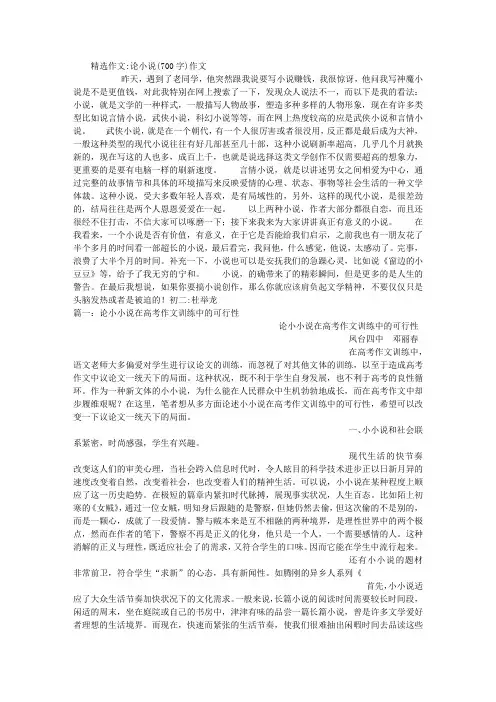 论小说(700字)作文