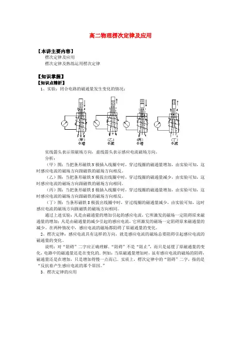 高二物理楞次定律及应用知识精讲