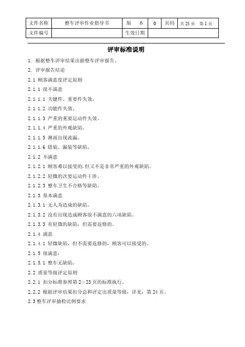 整车AUDIT评审标准