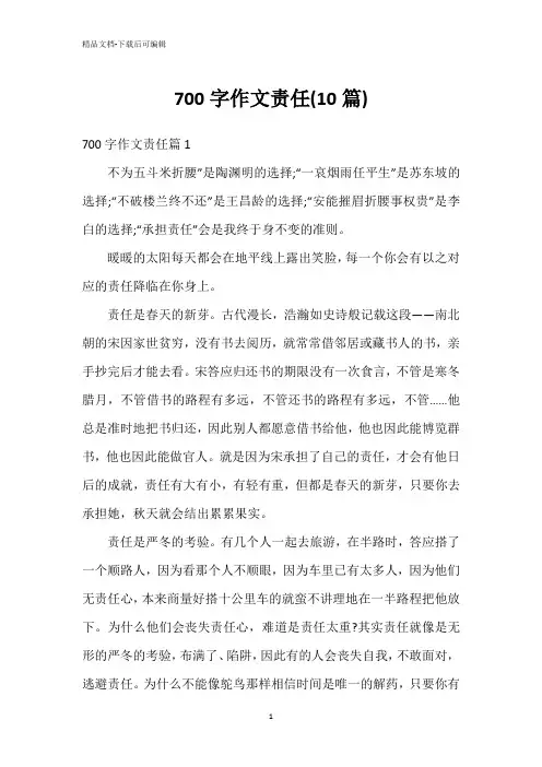 700字作文责任(10篇)