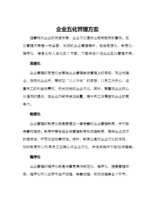 企业五化管理方案