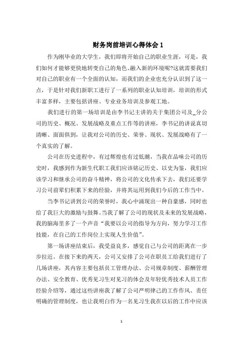 财务岗前培训心得体会范文5篇汇总